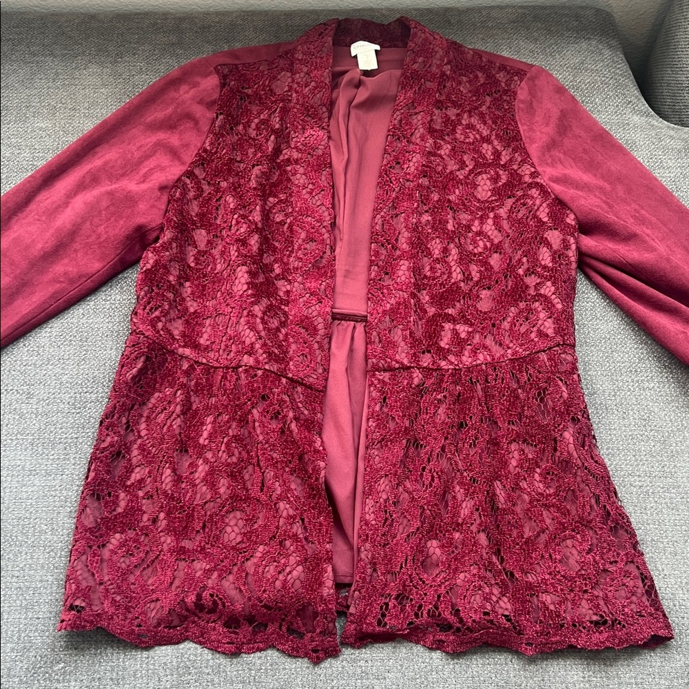 Chico's Deep Red Lace Blazer